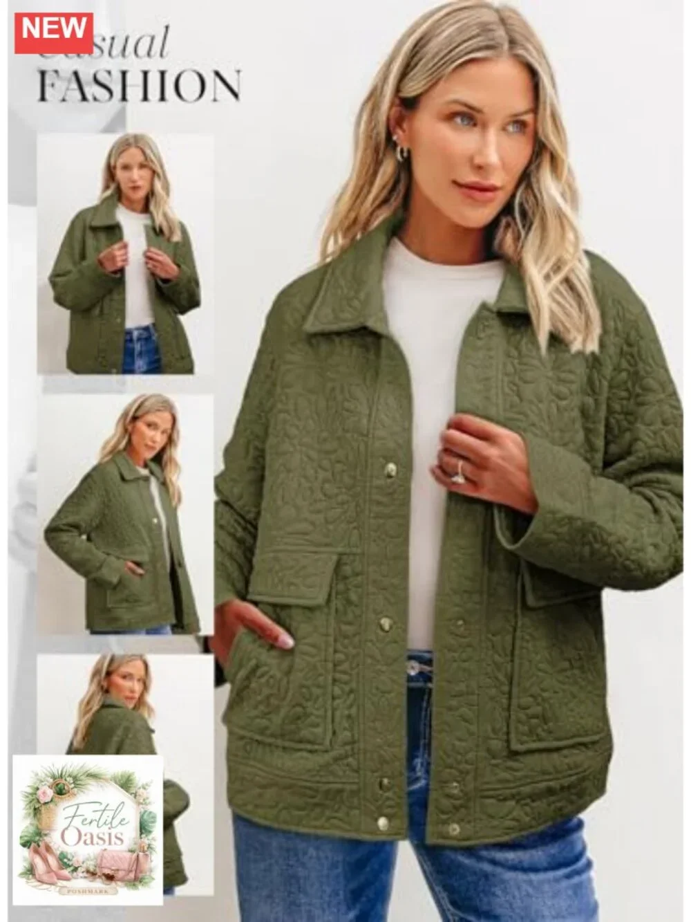 Women's Casual Jacket Long Sleeve Button Down Floral Jacquard Loose Fit